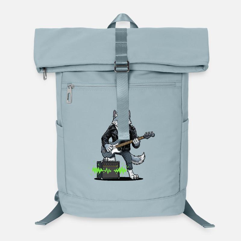 Rockerwolf with leather jacket Laptop Backpack