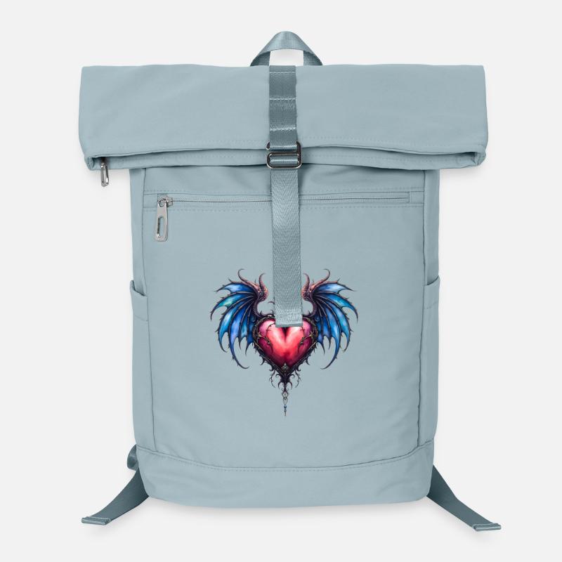 Cœur aux ailes de feu bleues Sac à dos ordinateur