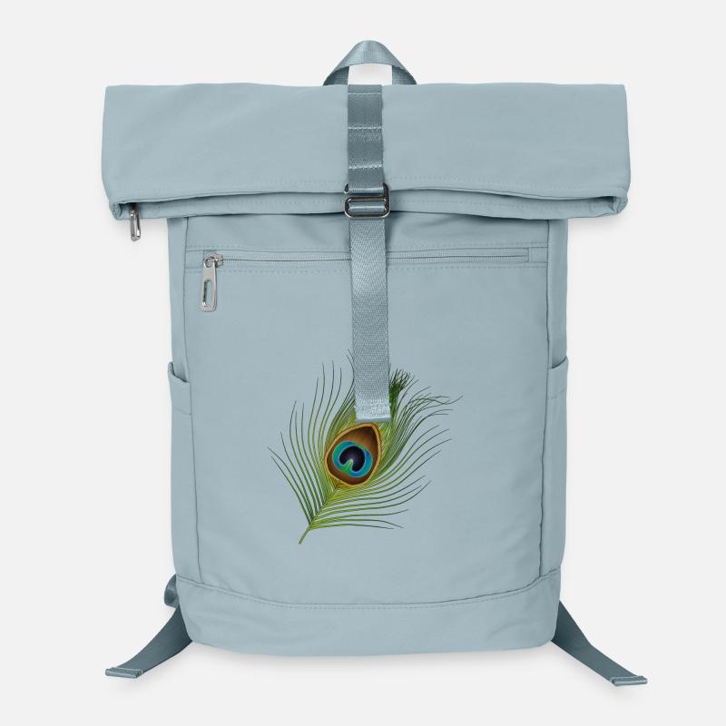 plume de paon dessinée à la main Sac à dos ordinateur