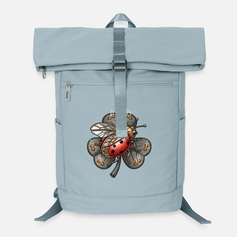 Steampunk Marienkäfer auf Kleeblatt Laptop-Rucksack 
