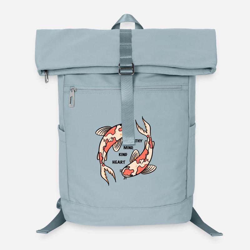Cercle de poissons Koi avec citation positive - Sac à dos ordinateur - bleu glacier