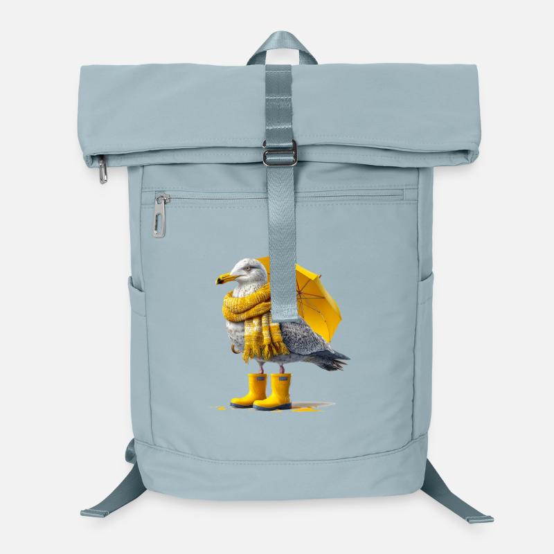 Seemöwe mit Gelbem Regenschirm und Boots Laptop-Rucksack 