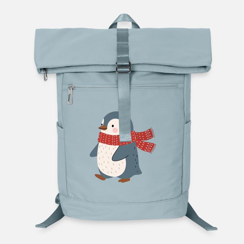 Pingouin avec écharpe d’hiver rouge Sac à dos ordinateur