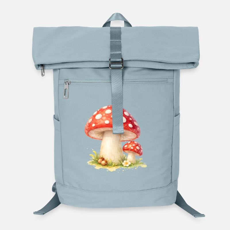 Toadstool Illustration Red Mushroom Nature Motif Laptop Backpack