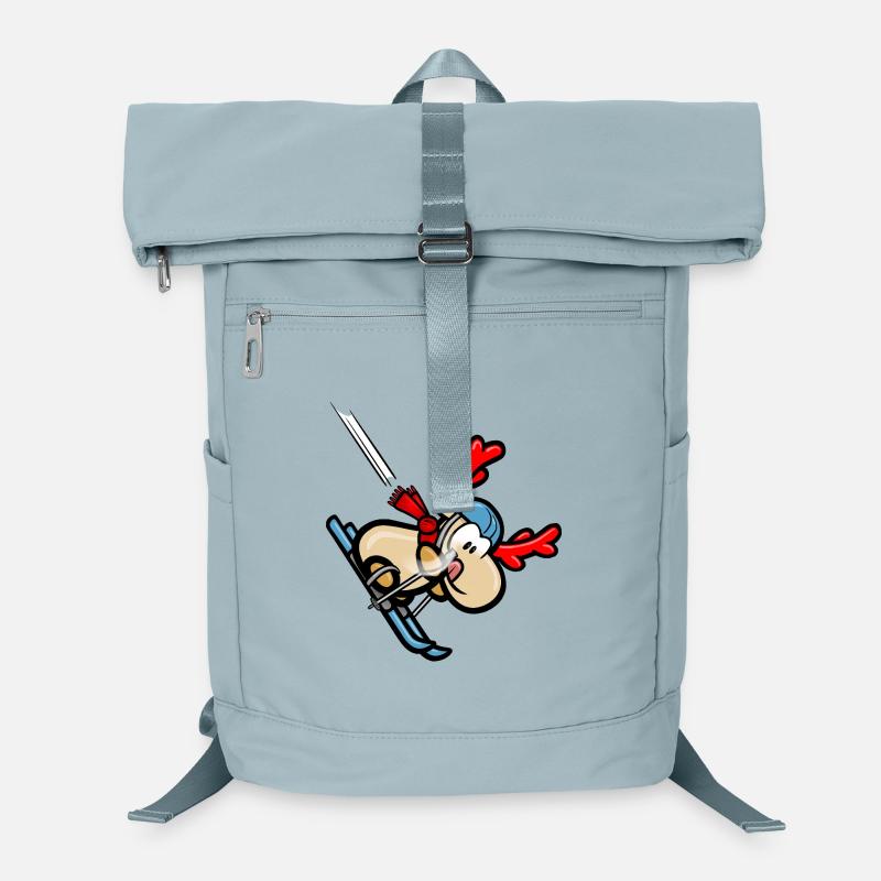 Comic-Rentier Elmondo bei der Skiabfahrt Laptop-Rucksack 