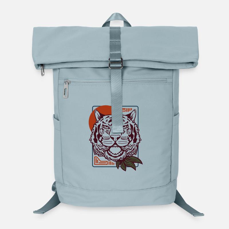 Tigerkopf mit roter Sonne Geometrische Tierkunst Laptop-Rucksack 