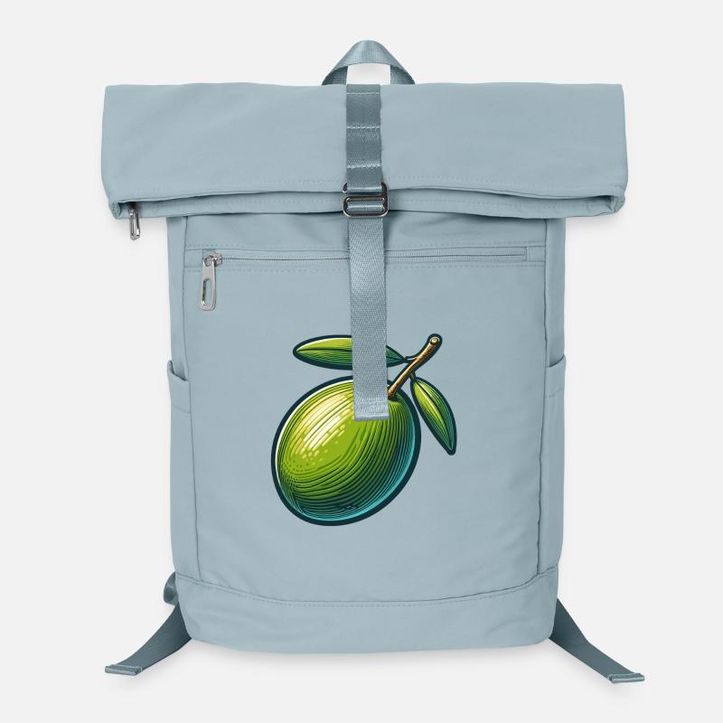 Illustration einer stilisierten grünen Olive Laptop-Rucksack 