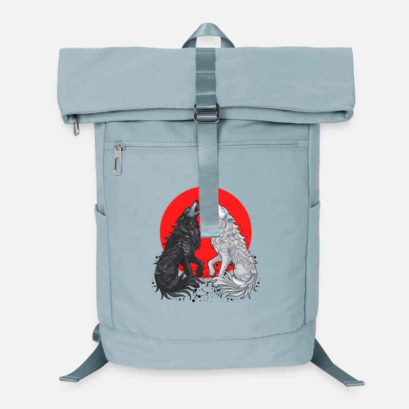 Black and Grey Dragon Wolf Laptop Backpack