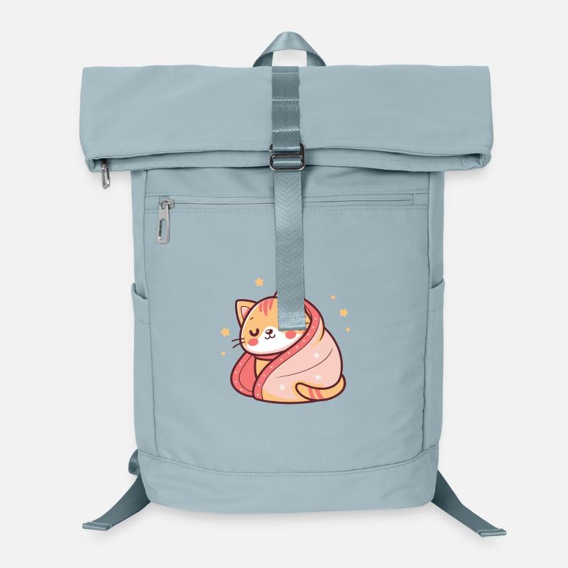 Sleeper Cat Wrapped in Pink Stars Laptop Backpack