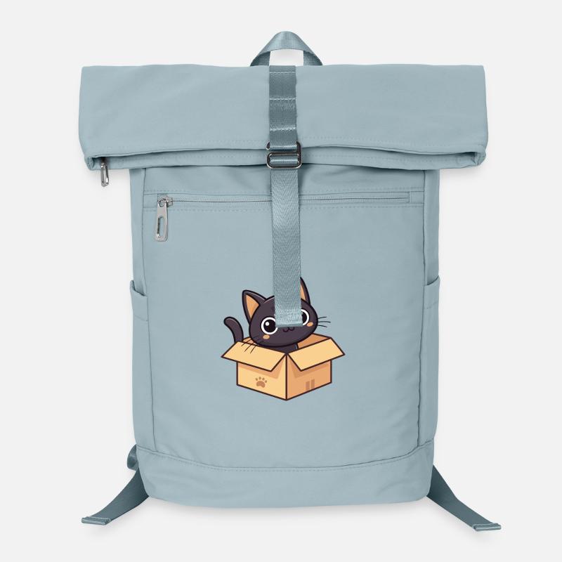 Neugierige Katze in einer Zeichentrickbox Laptop-Rucksack 