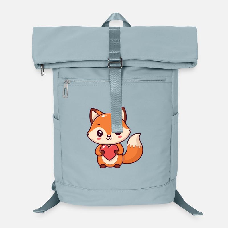 Kawaii Fox Colorful Heart Laptop Backpack