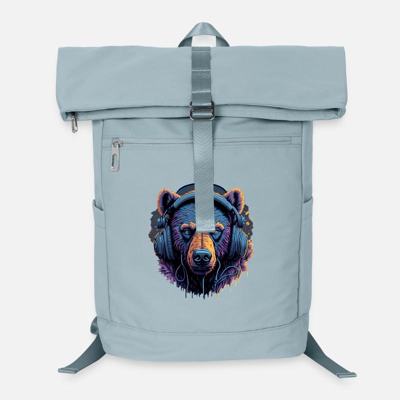 Neonbär mit Kopfhörern DJ Laptop-Rucksack 
