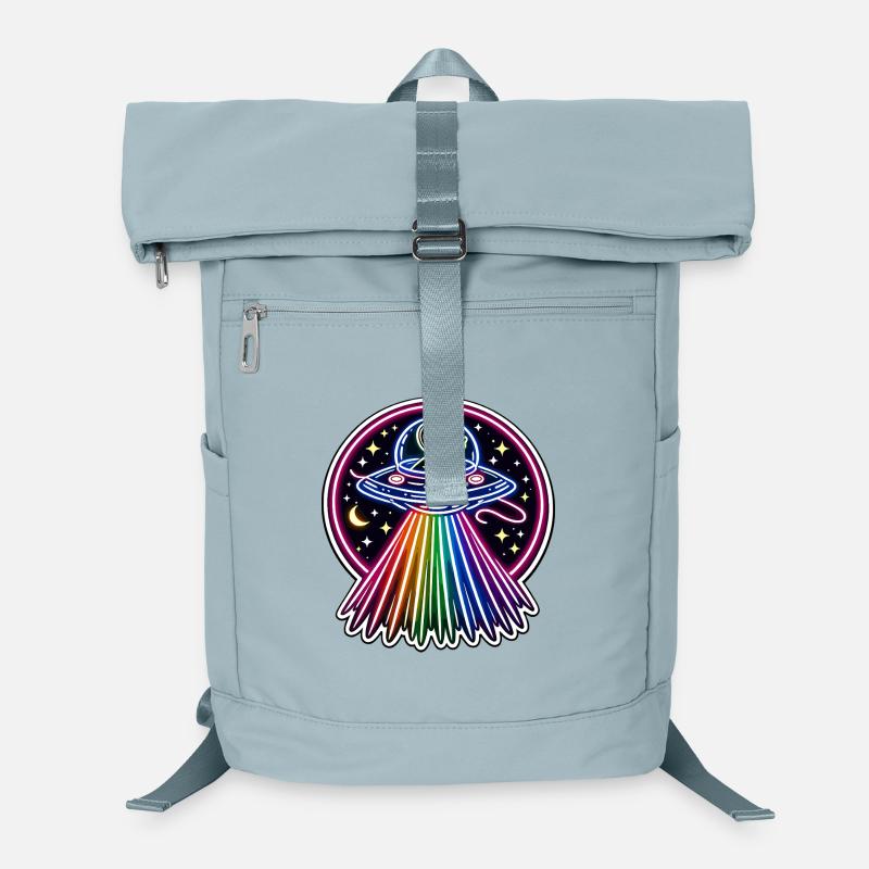 UFO Neon Alien Rainbow Alien Space Laptop Backpack