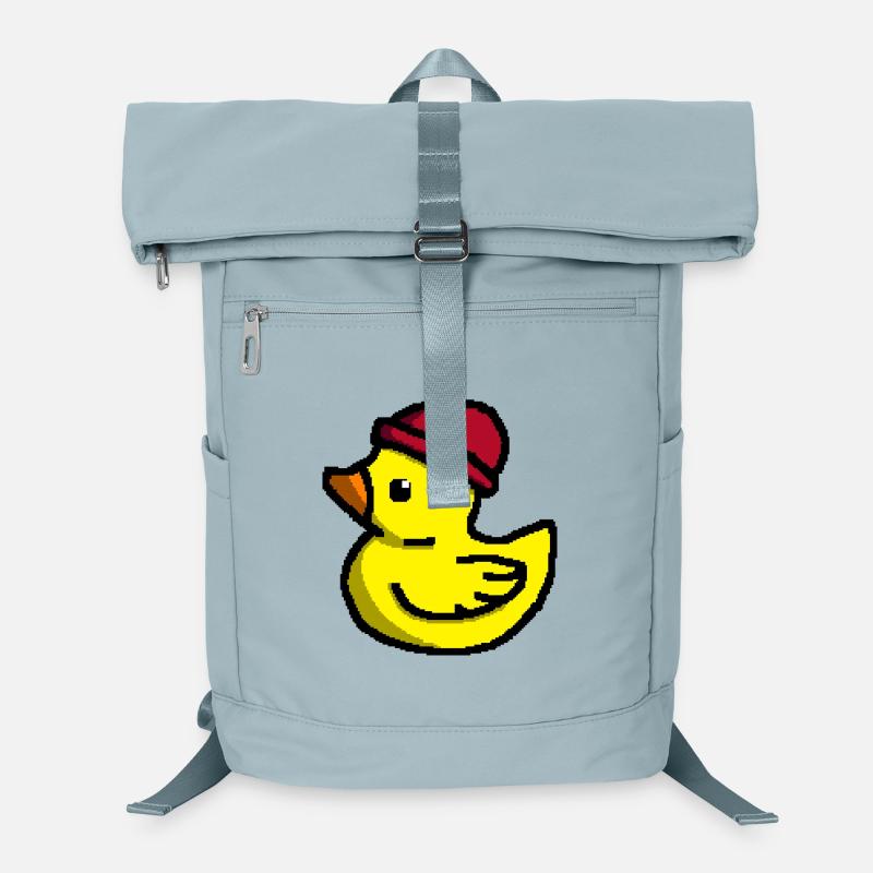 Cute Pixel Duck in Red Beanie - Laptop Backpack - ice blue
