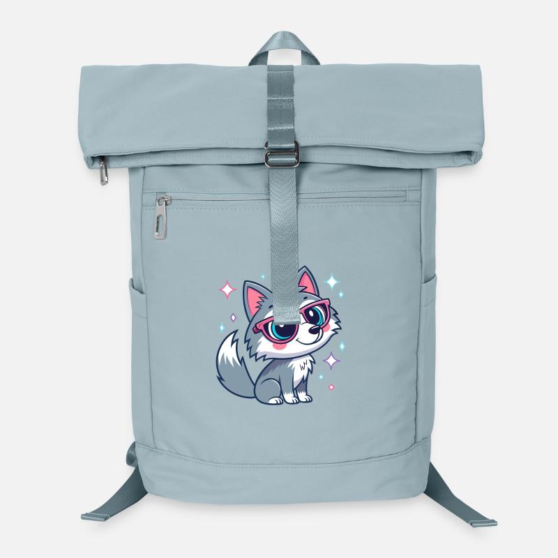 Süßer, schicker Wolf mit rosaroter Brille Laptop-Rucksack 