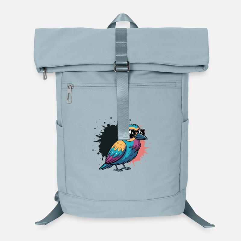 Farbenfroher Vogel-Cartoon mit Brille Laptop-Rucksack 
