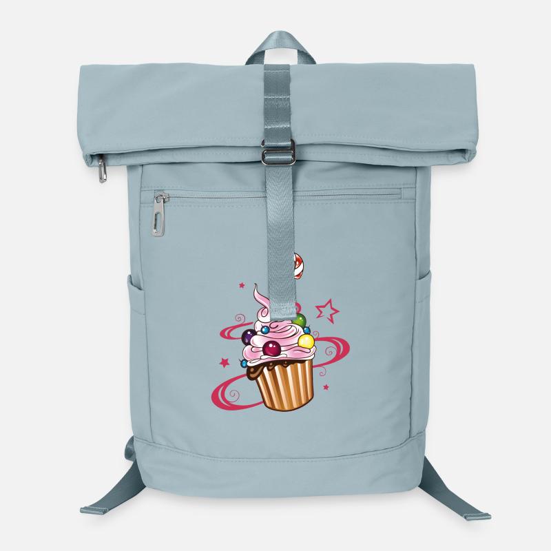 Colorful Muffin with sweets and candy cane. Laptop Backpack