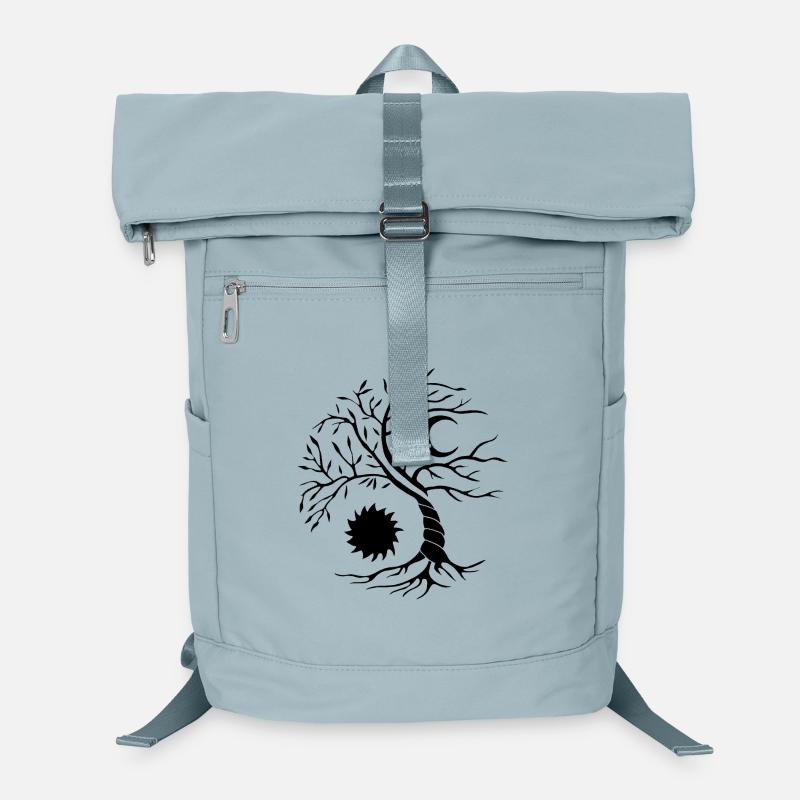 Baum des Lebens schwarze Sonne und Mond Laptop-Rucksack 