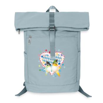 Bavarian gingerbread heart with two birds in traditional costume - Laptop Backpack - ice blue - Front