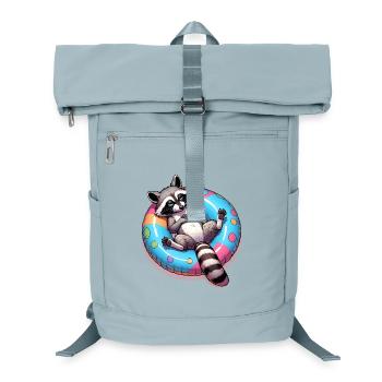 A relaxed raccoon on a swimming ring - Laptop Backpack - ice blue - Front