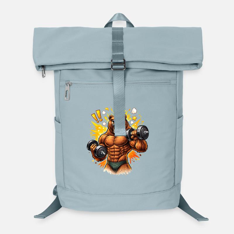 Strong Bodybuilder Bear Illustration Laptop Backpack