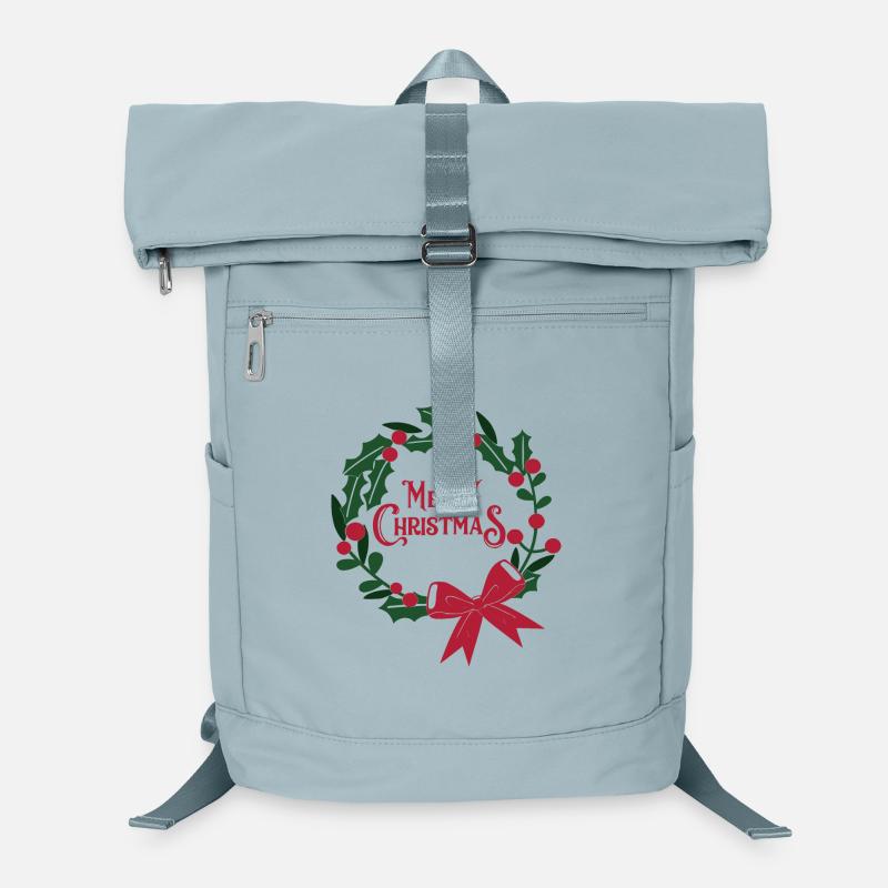 Christmas wreath with red ribbon Laptop Backpack