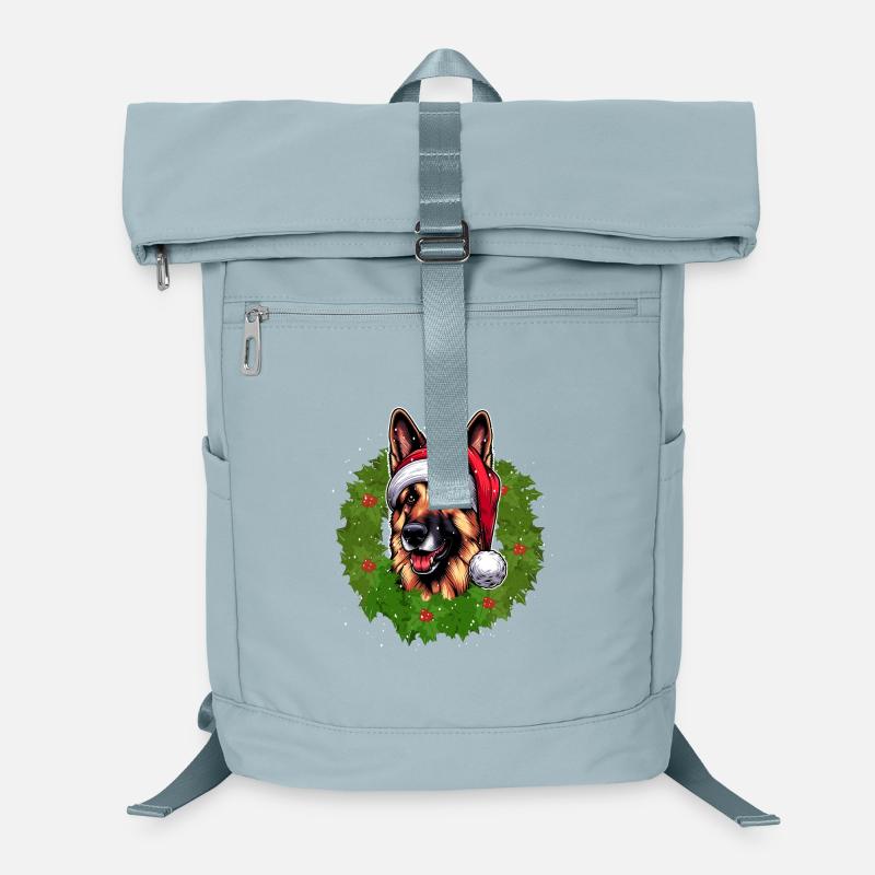 German Shepherd & Santa Hat Dogs Laptop Backpack