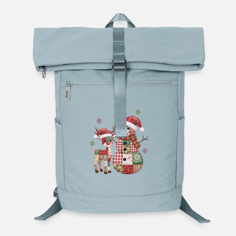 Patchwork Snowman and Reindeer Laptop Backpack
