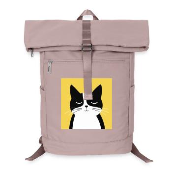 Minimalistische schwarz-weiße Katze - Laptop-Rucksack  - Altrosa - Vorne