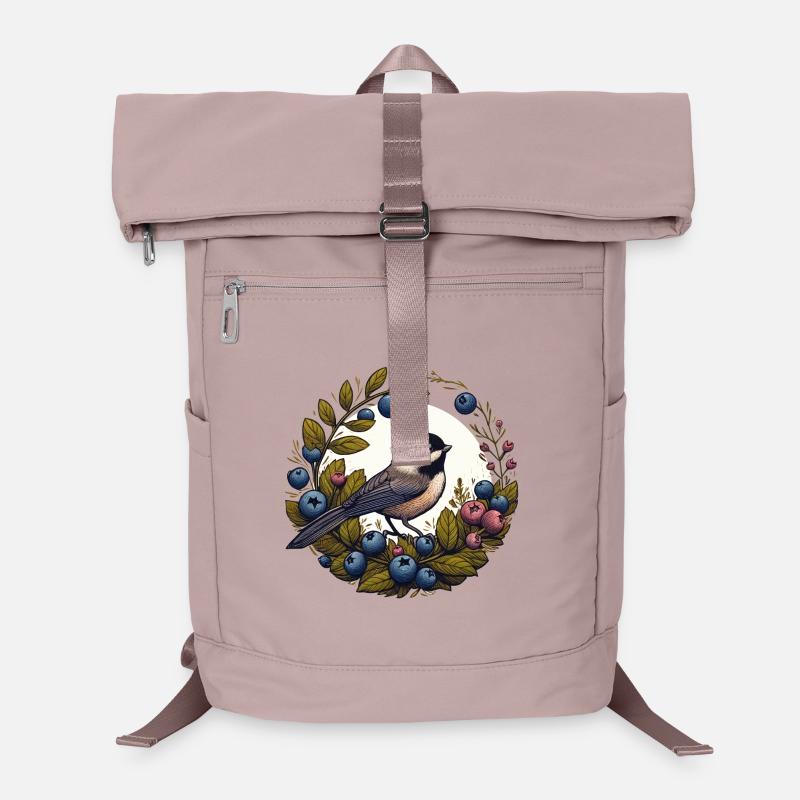 Blueberry Wreath Chickadee Laptop Backpack