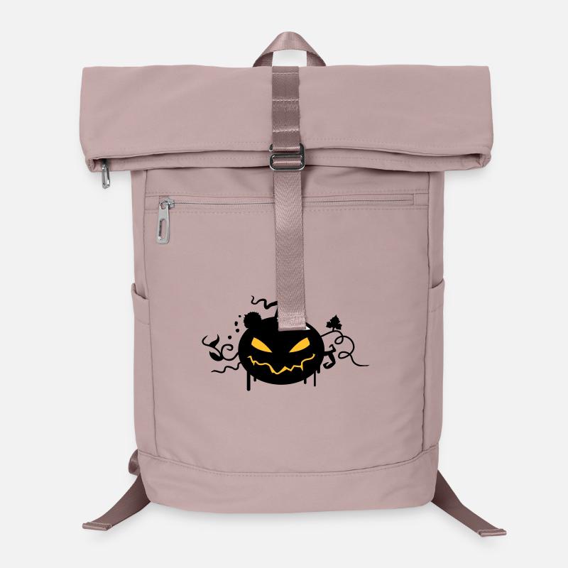 black halloween pumpkin with glowing eyes Laptop Backpack