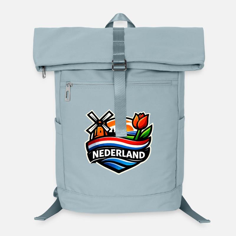 Lever de soleil hollandais avec tulipes moulin à vent Sac à dos ordinateur