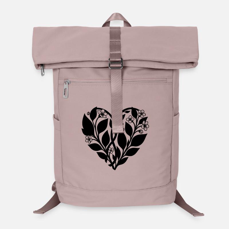 Herz mit Blumenranke - Schattenbild Laptop-Rucksack 
