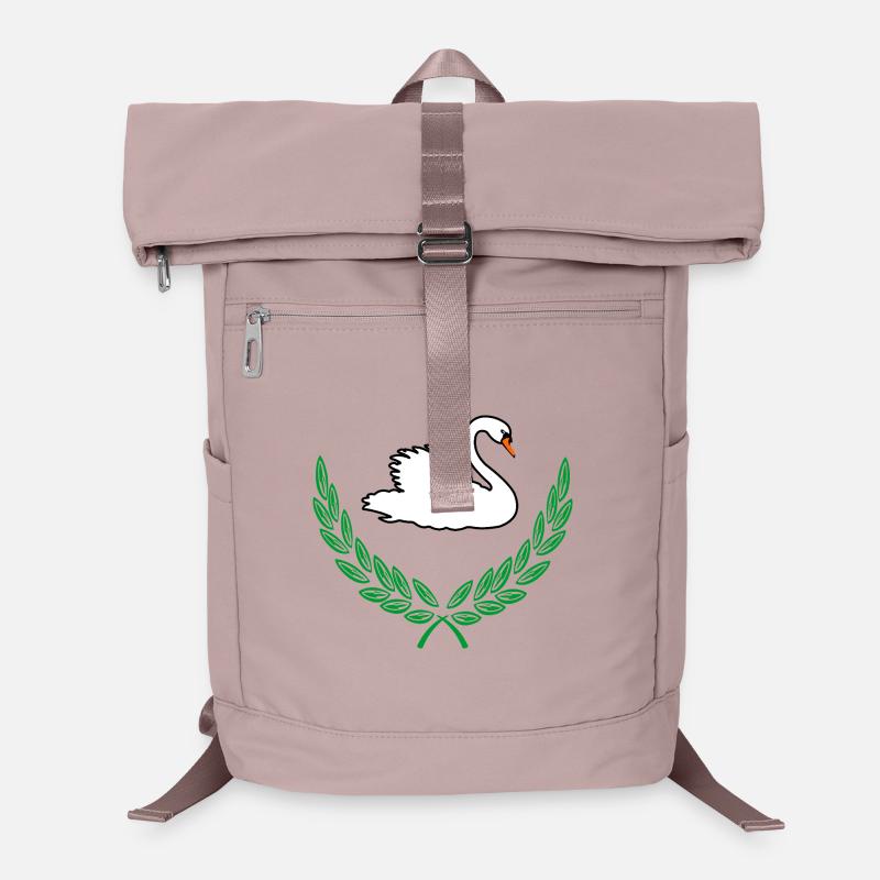Cygne en couronne de laurier vert Sac à dos ordinateur
