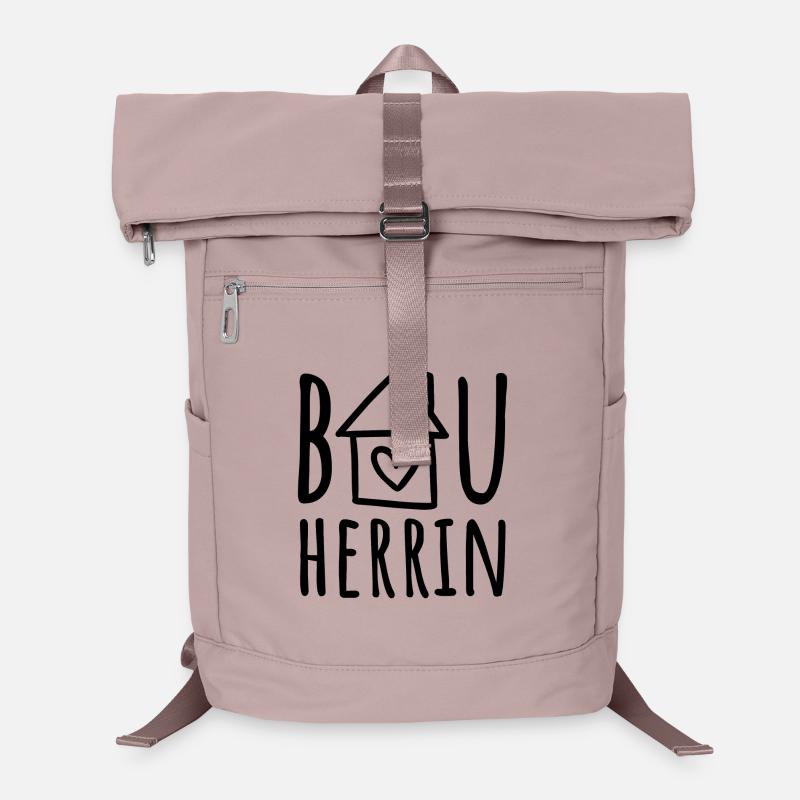 Hausbau Haus bauen Baustelle Eigenheim Bauherrin Laptop-Rucksack 