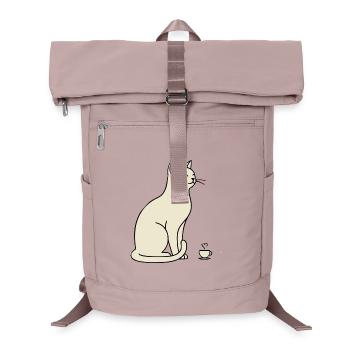 Minimalistische Silhouette Cream Cat - Laptop-Rucksack  - Altrosa - Vorne