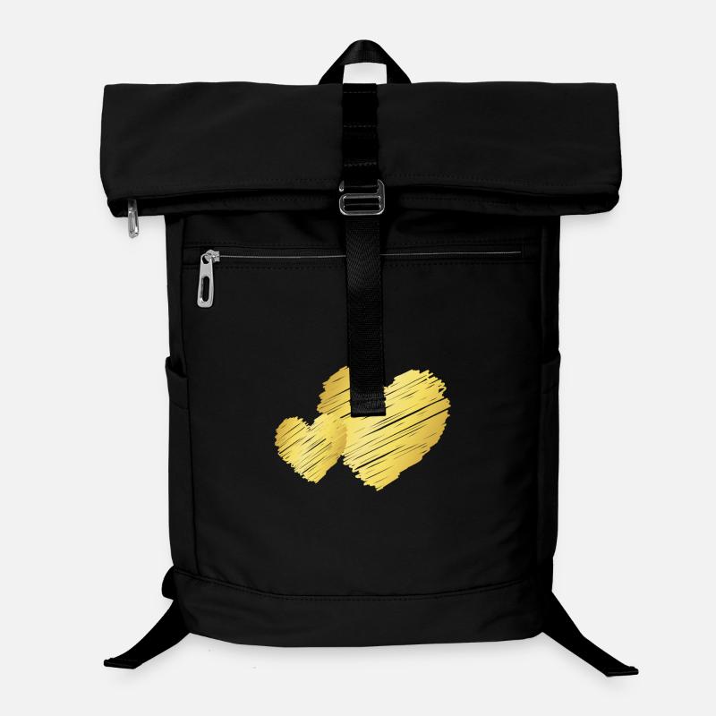 Two Golden Hearts – Valentine's Day Motif Laptop Backpack