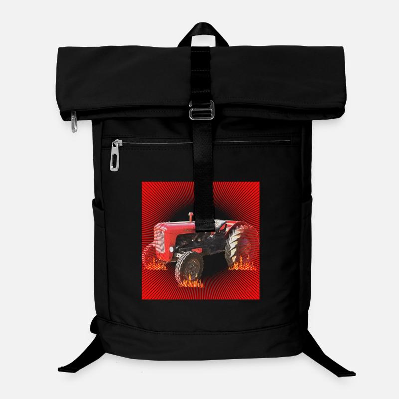 Feuerroter Traktor im Inferno Laptop-Rucksack 
