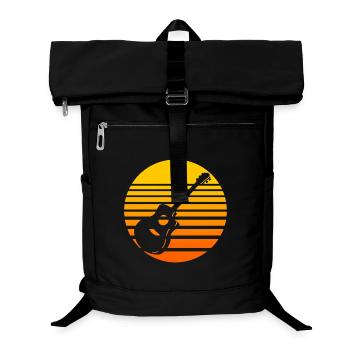 Retro Sonnenuntergang mit Gitarre Design - Laptop-Rucksack  - Schwarz - Vorne