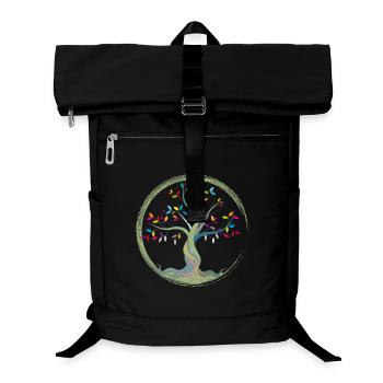 small tree with colorful leaves in a circle - Laptop Backpack - black - Front