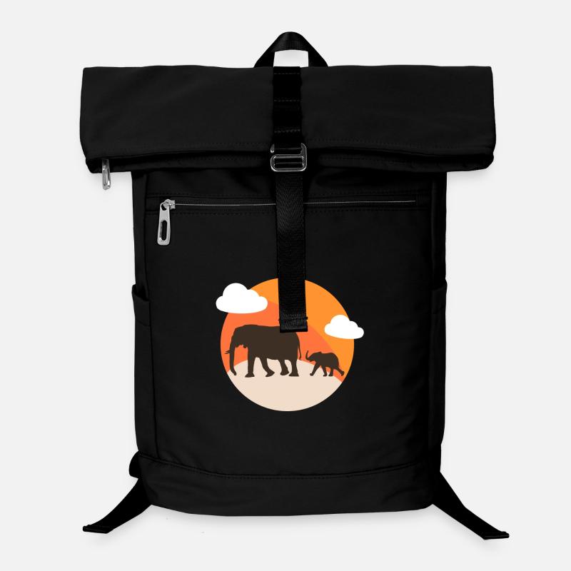 Elephant Silhouette at Sunset Orange Laptop Backpack