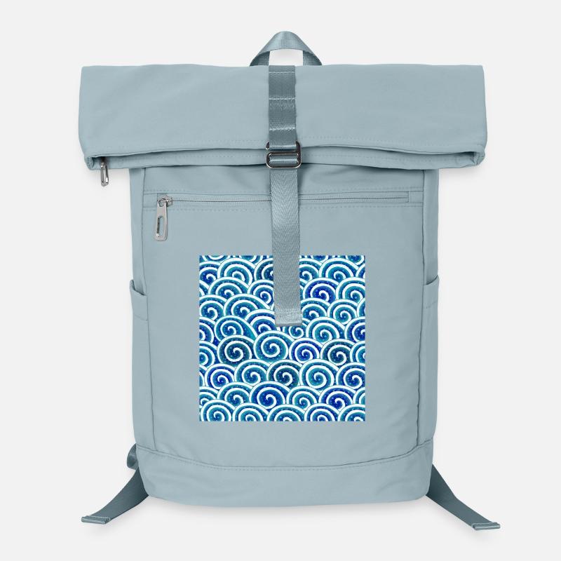 Motif ondulé expressif en bleu Sac à dos ordinateur
