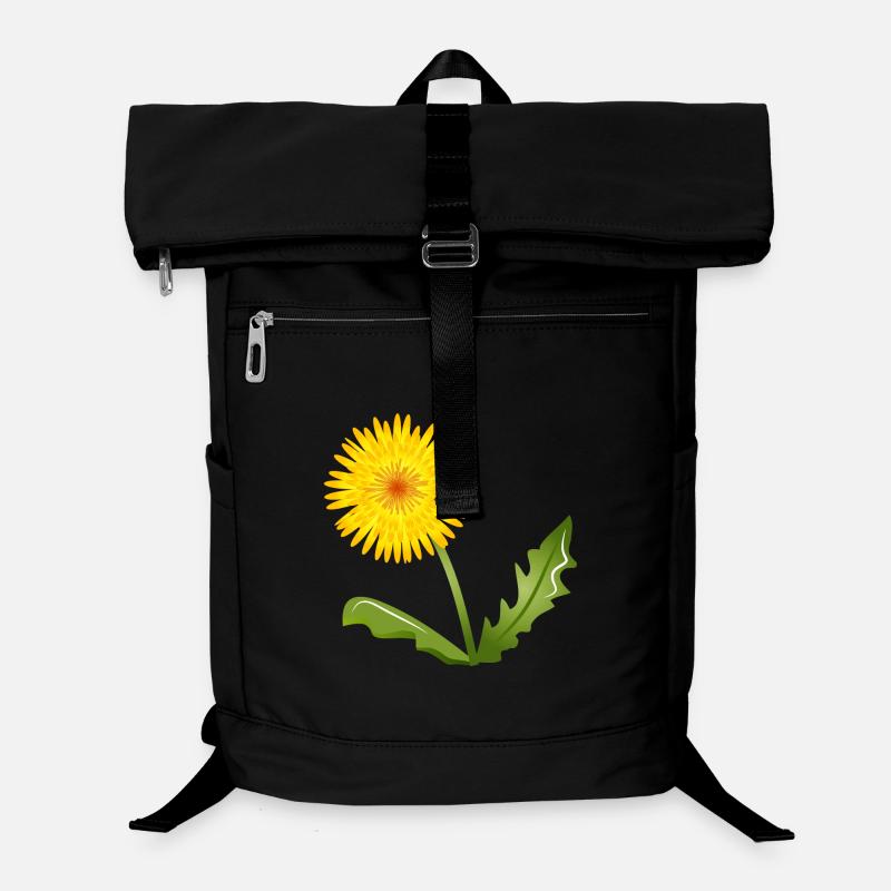 strahlend gelber Löwenzahn mit grünen Blättern Laptop-Rucksack 