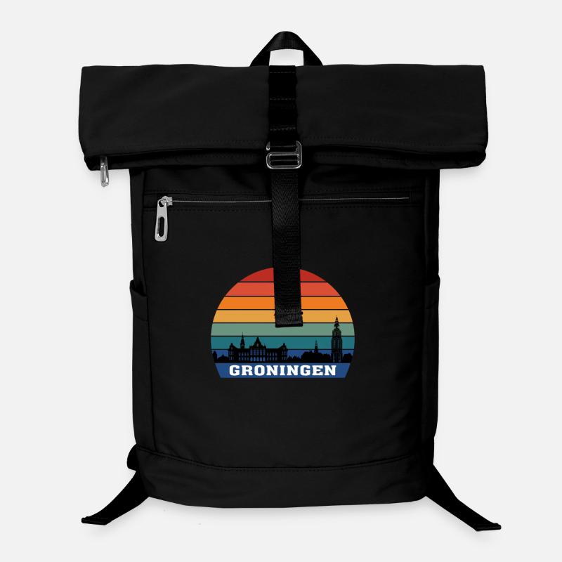Souvenir de Silhouette Skyline Groningen Pays-Bas Sac à dos ordinateur