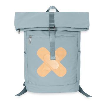 überkreuztes Heftpflaster als Gestaltungselement - Laptop-Rucksack  - Eisblau - Vorne