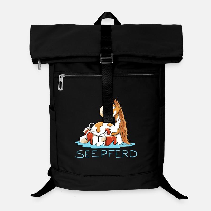 Seepferd im Urlaub I Comic Wortspiel Pferd Laptop-Rucksack 