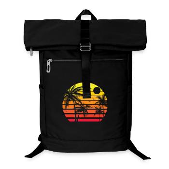 80er Jahre Sommer Strand Palme Sonnenuntergang - Laptop-Rucksack  - Schwarz - Vorne