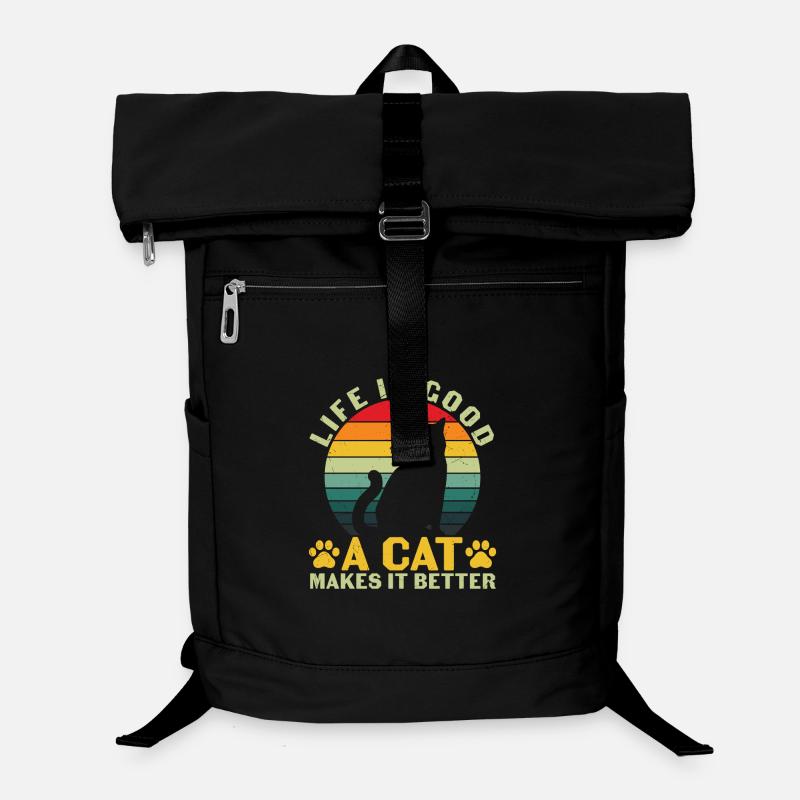 Drôle de vie est bon Un CHAT le rend meilleur Sac à dos ordinateur