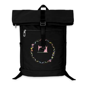 nostalgic colorful sewing machine with buttons - Laptop Backpack - black - Front