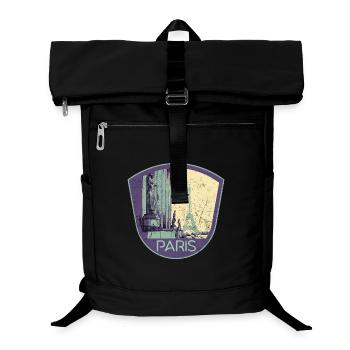 Retro badge, Paris France is my hometown - Laptop Backpack - black - Front